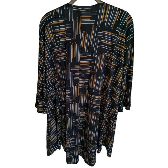 Lularoe Kimono Cardigan Size M Women’s Black Gold White Abstract Pattern - Picture 2 of 13